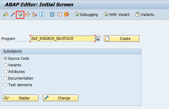 ABAP Editor Initial Screen