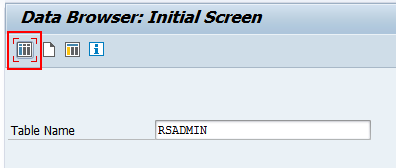RSADMIN Data Browser Initial Screen