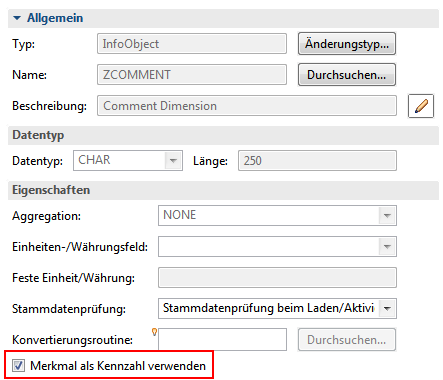Merkmal als Kennzahl verwenden