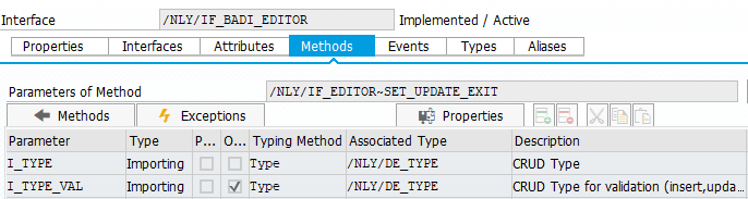 Parameters of Update Exit