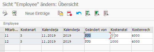 Pflege der Einträge