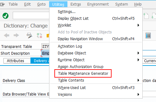 Table maintenance generator