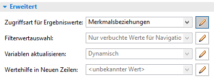 Zugriffsart für Ergebniswerte