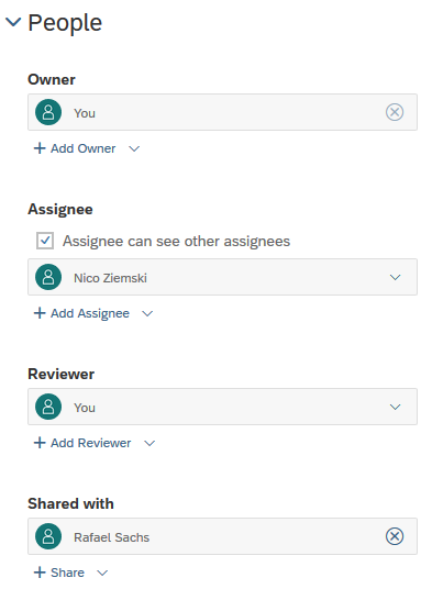 Define owner and assignees