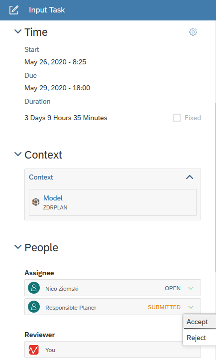 Input task overview in calendar