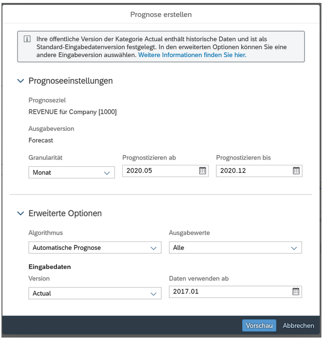 Prognose erstellen