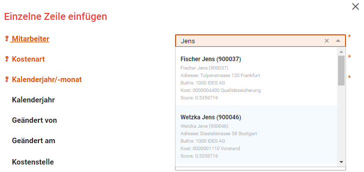 Kontext zu dem jeweiligen Mitarbeiter hilft bei der Suche
