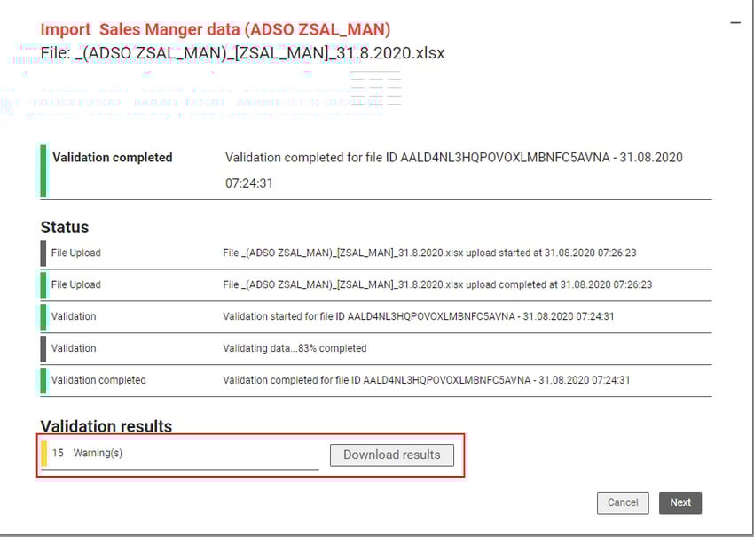 Download validation results