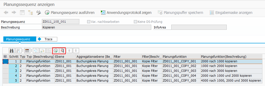 Planungssequenz anzeigen
