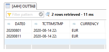 HANA-interne Format für den Zeitstempel