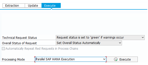 Processing Mode Parallel SAP HANA Execution