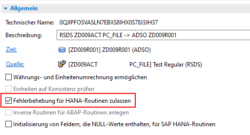 Fehlerbehebung für HANA Routinen zulassen
