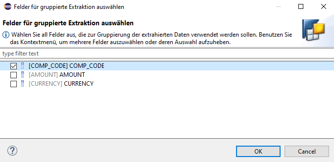 Felder für gruppierte Extraktion