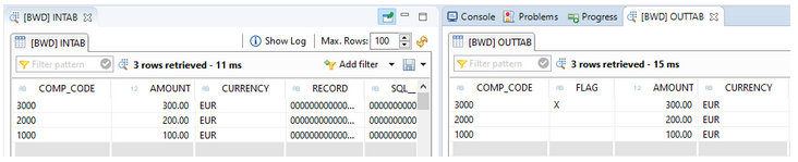 Outtab debugger with a flag