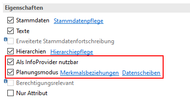 Eigenschaften Planungsmodus