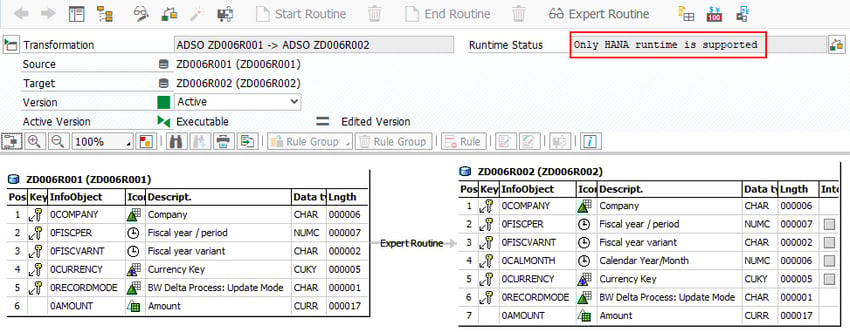 Only HANA runtime is supported