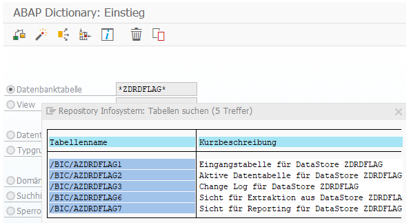 Wildcard Suche Tabellen