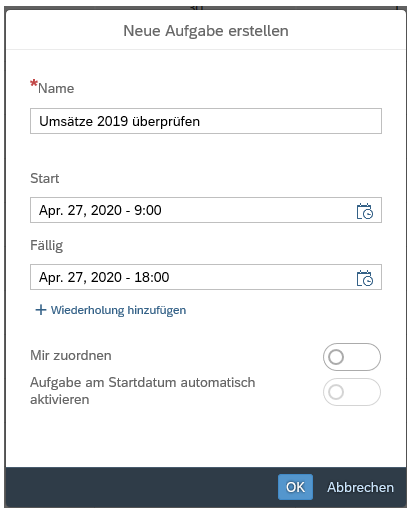 Neue Aufgabe erstellen