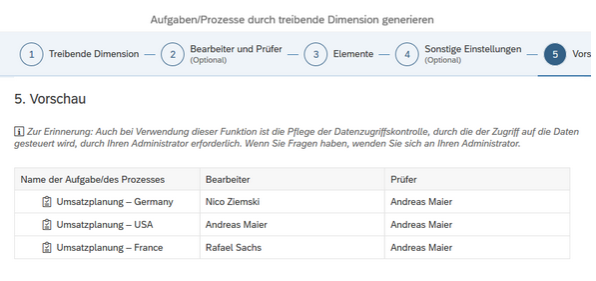 Vorschau der Aufgaben