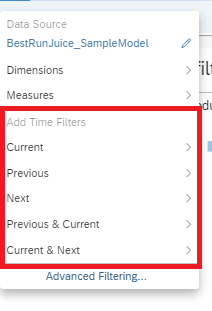 Three filter options in SAC Story and one alternative