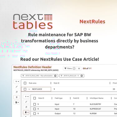 How to maintain transformation rules for SAP BW in NextTables