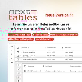 NextTables Version 11 mit Master-Item Pflege und weiteren Features