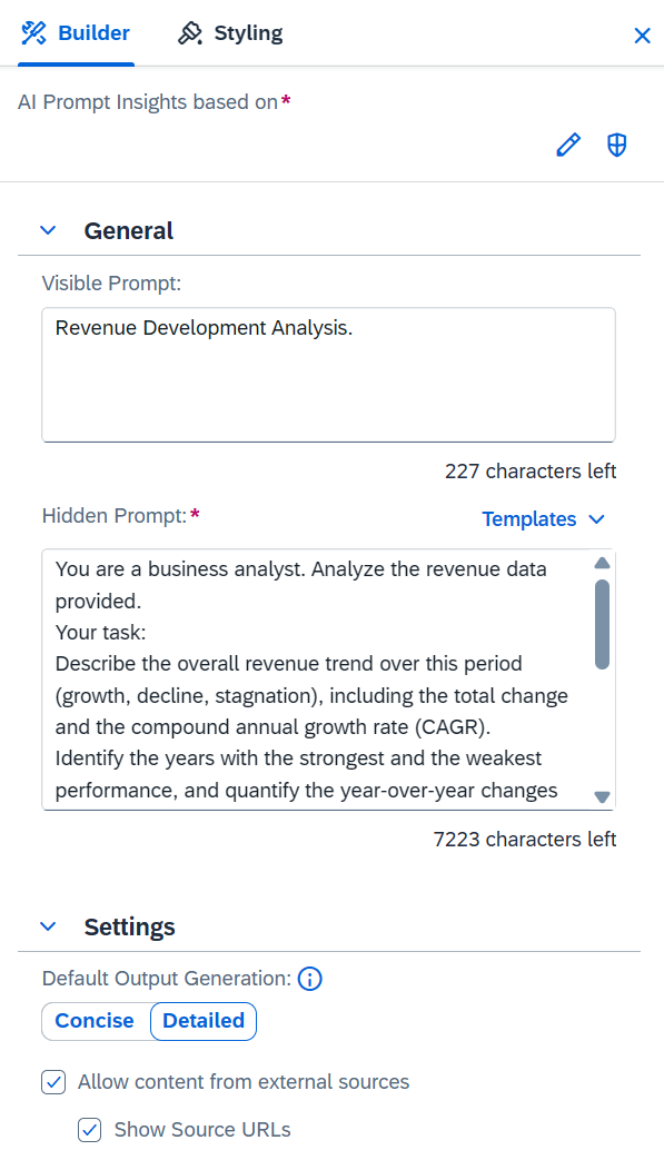 SAC Base AI Features Predefined Prompt Builder