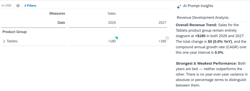 SAC Base AI Features limitations: analysis-aggregated