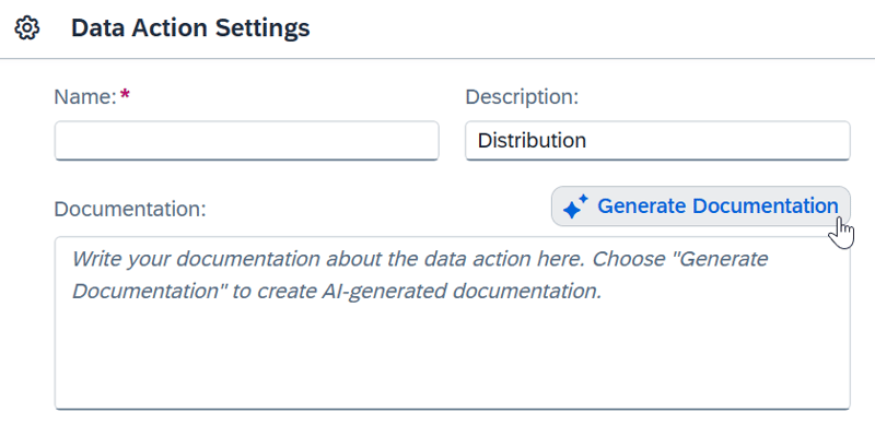 SAC AI to document entire data action