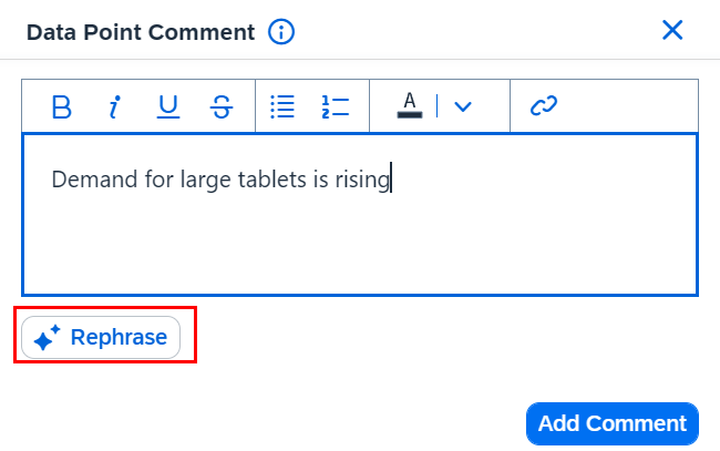 SAC AI rephrasing suggestions