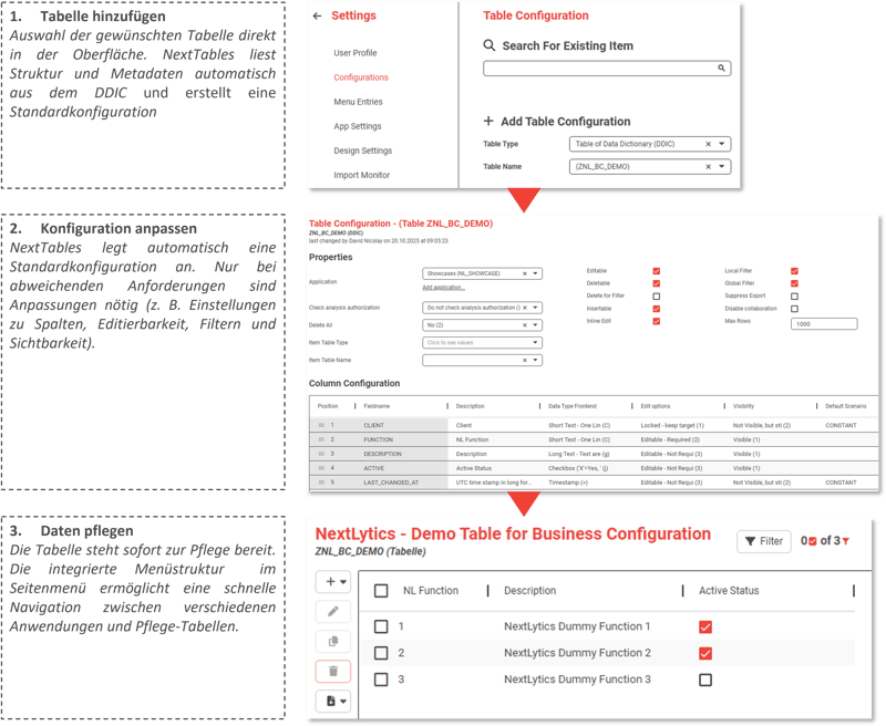 NextTables customizing Tabelle