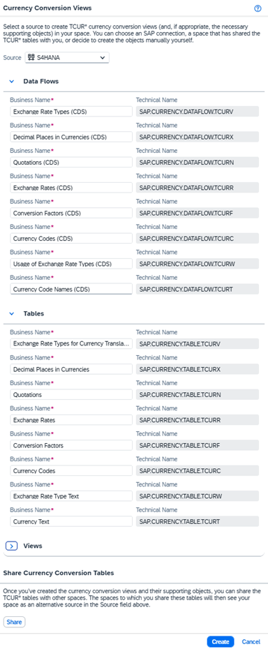 Picture2 - Imported objects_Currency Conversion in SAP Datasphere