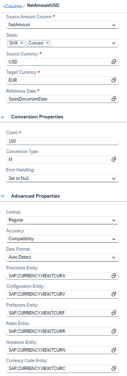 Picture4 - Graphical view conversion properties_Currency Conversion in SAP Datasphere