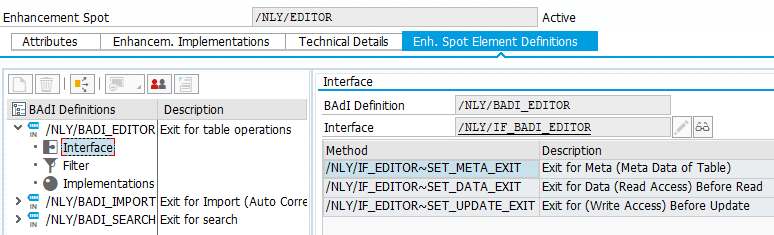 How to implement a BAdI for NexTables 1