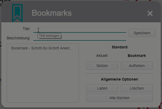 Bookmark Manager functions