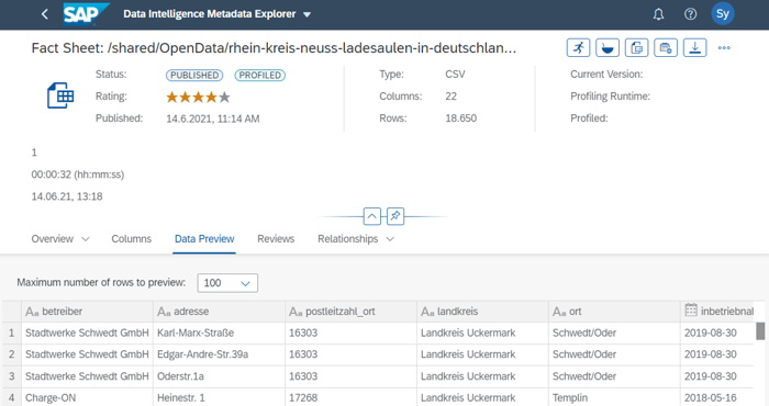 Metadata Explorer von SAP_Self-Service Analytics