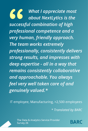 NextLytics Barc Survey 2026 Customer Quote