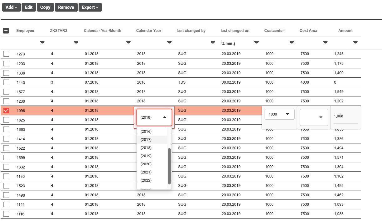 NextTables Change Data