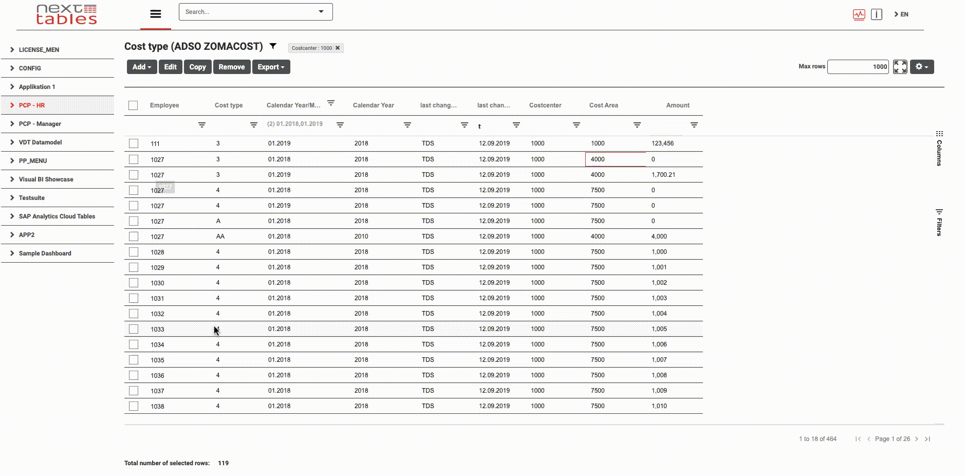 NextTables Multi Delete