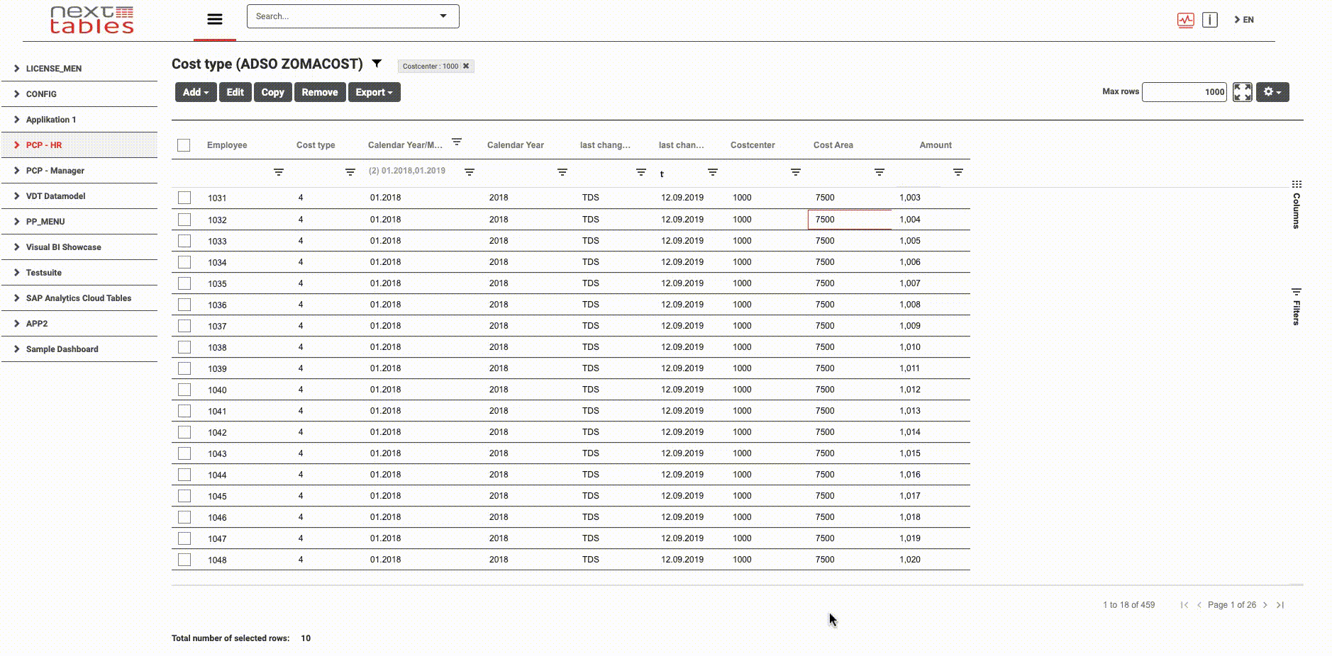 NextTables User Template