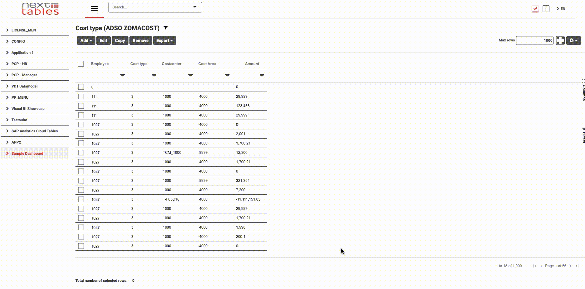 NextTables enhanced import