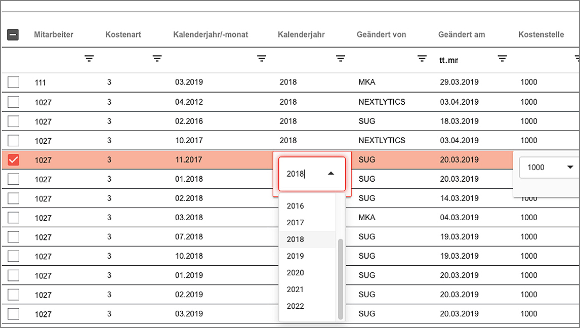 NextTables Daten ändern