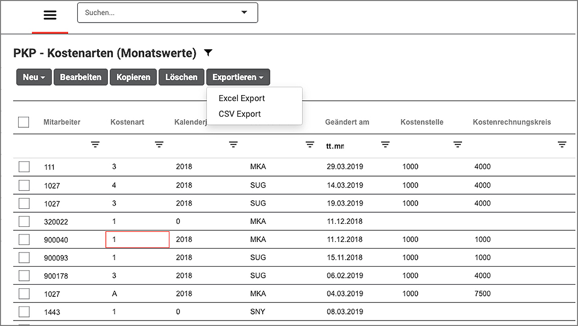 NextTables Tabelle anzeigen