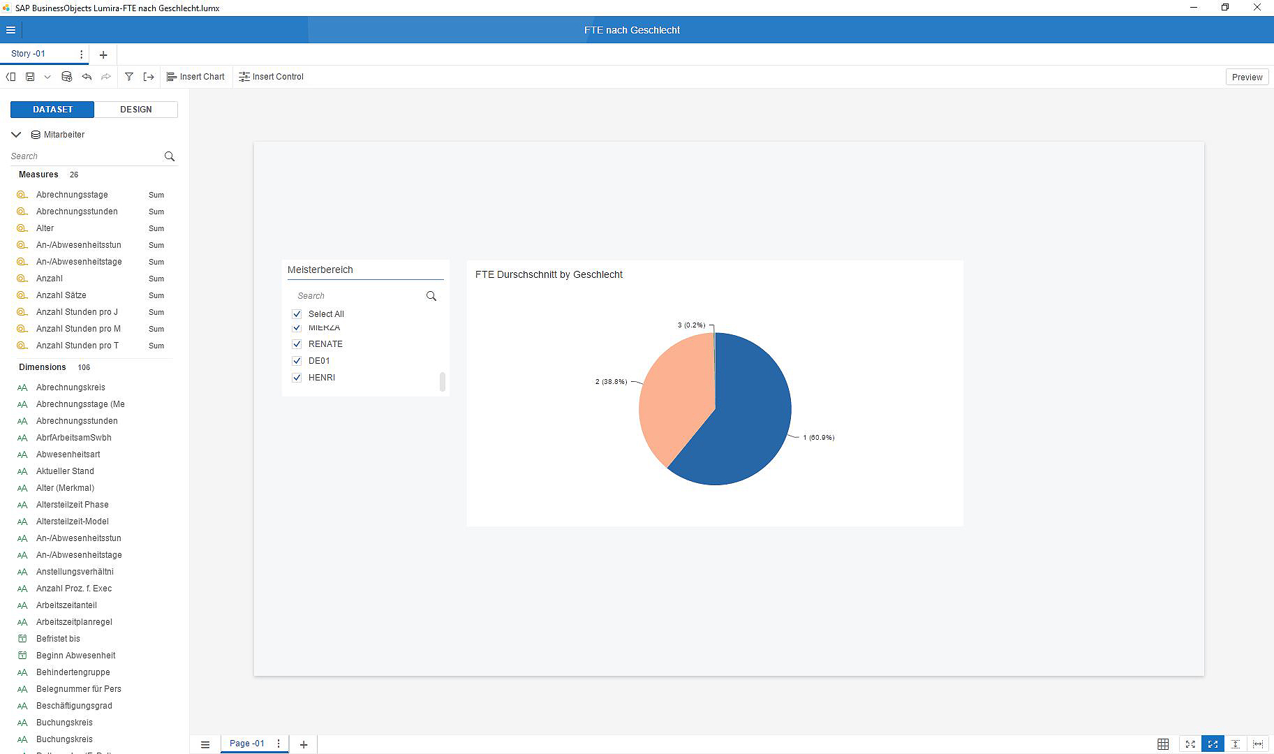 Lumira Discovery working view with filter