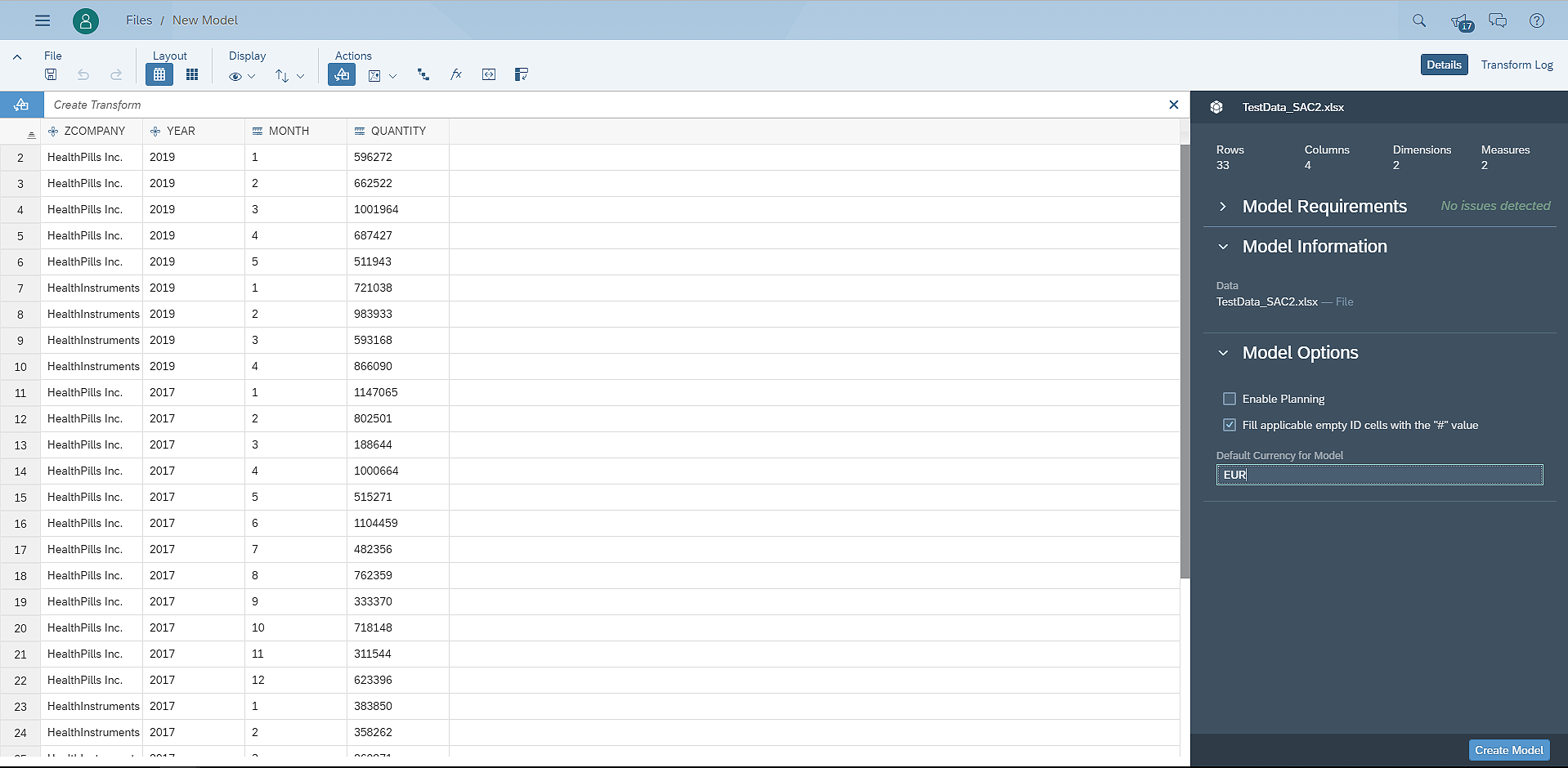 SAC local Excel Files