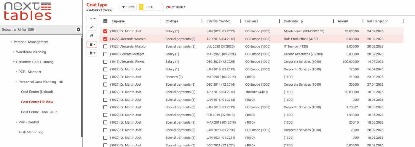 Das NextTables-Grid direkt in SAP BW