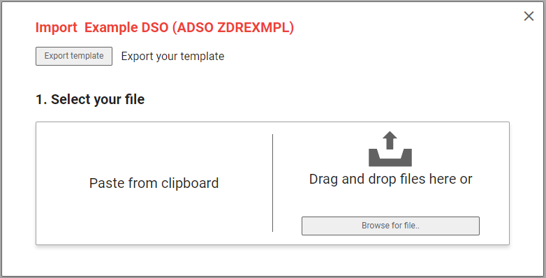Der NextTables-Importdialog mit Optionen für Drag-and-Drop sowie Copy-and-Paste