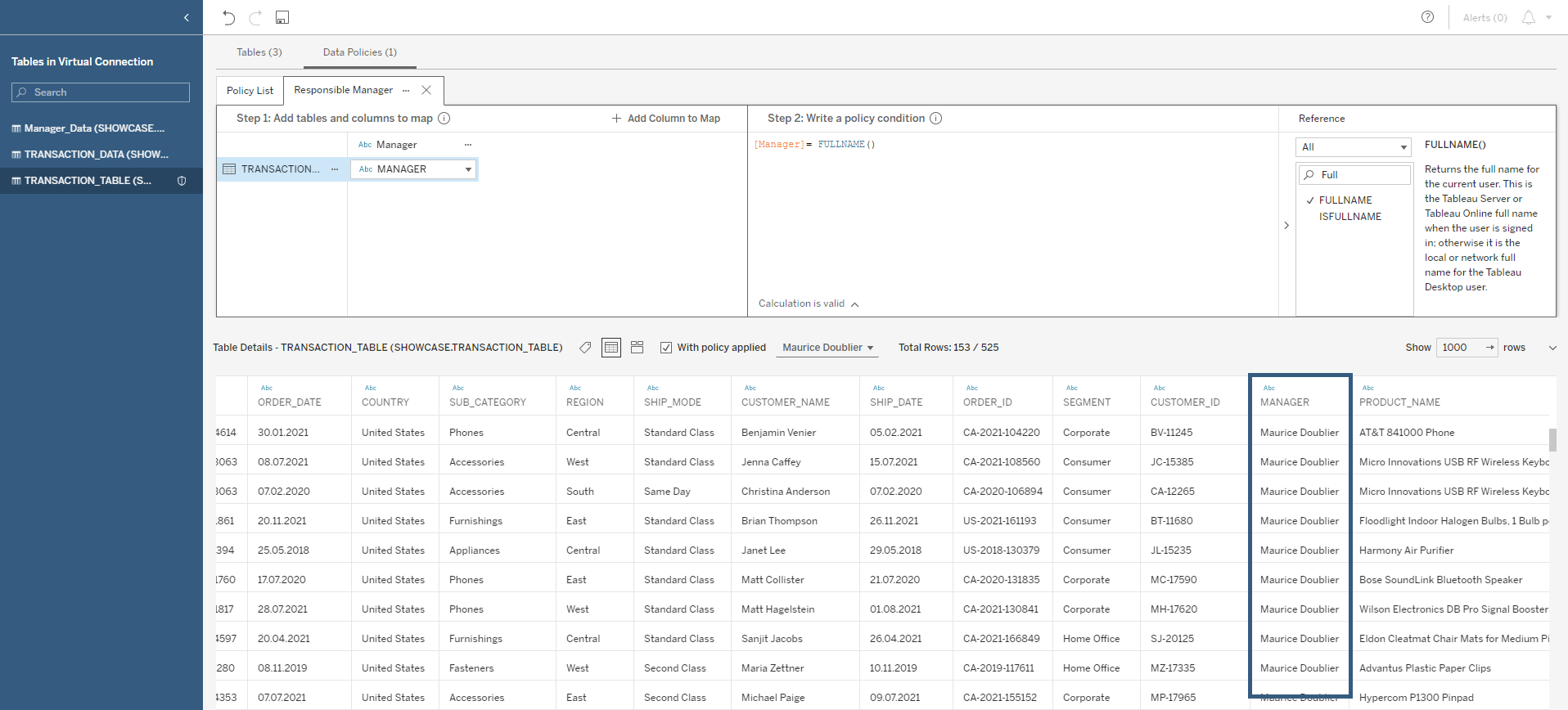 Policy_Table_Tableau Row Level Security 